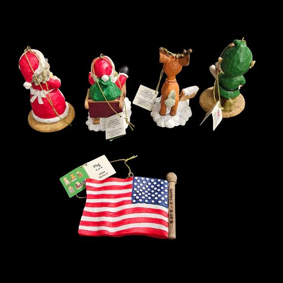 Marathon 2004 Holiday Collector’s Series Set of 5 Ornaments Santa Reindeer Flag - Picture 3 of 6